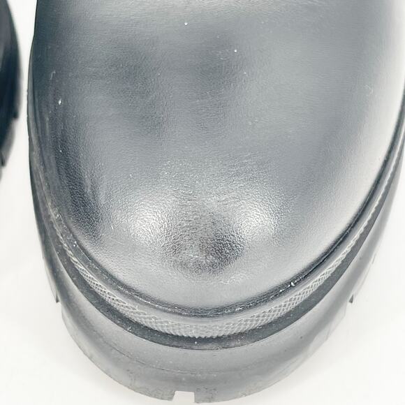 Prada Black Leather Double Gore Lug Sole Block Heel Chelsea Ankle Boot IT 37 - Picture 8 of 16